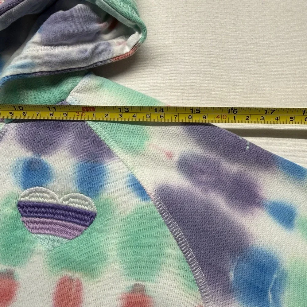 Hatley Girls Seaside Tie‎ Dye Hoodie Size 10 Heart Patch Fleece Pullover